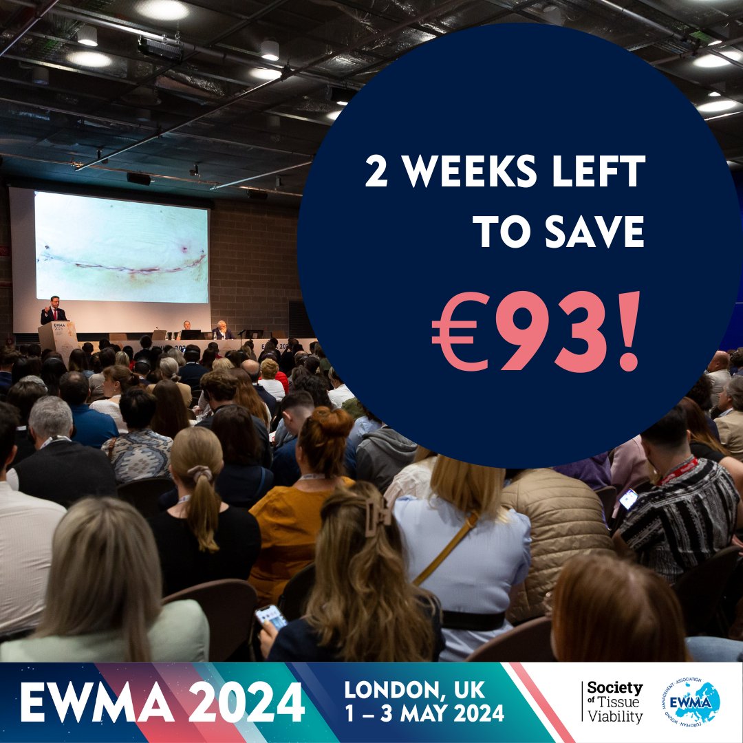 EWMAwound's tweet image. #earlybird. There is only 2 weeks left to save on the registration fee for EWMA 2024.

Registration for EWMA 2024 is open. Now is the time to take action. Register right away: ewma.org/ewma-conferenc…
 
We look forward to seeing you in London. 👏