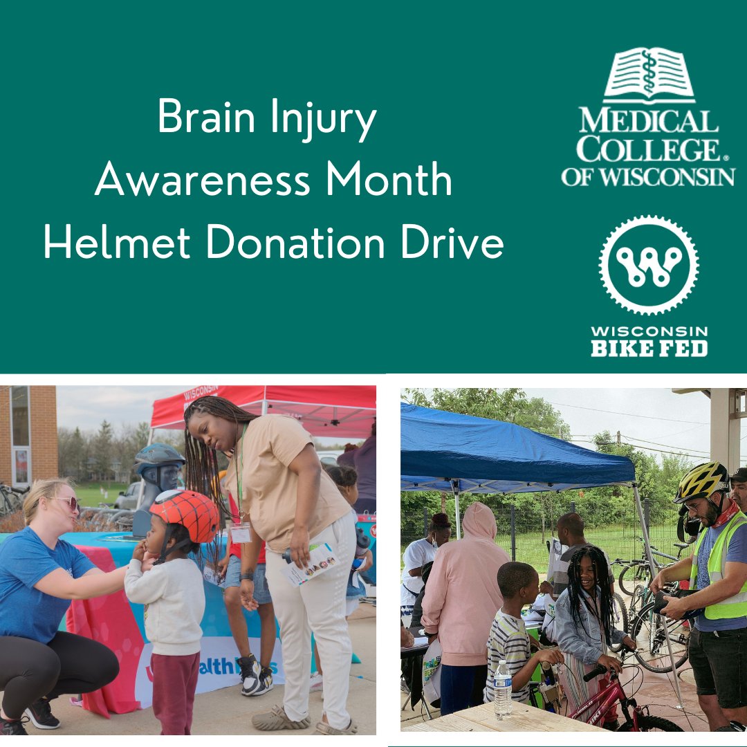 Medical College of WI Dept of Neurosurgery & WI Bike Fed are partnering to promote bike safety + reduce the risk of head injuries among cyclists with a bike helmet drive in March during Brain Injury Awareness Month. Learn more/support: RB.GY/8GIHVH