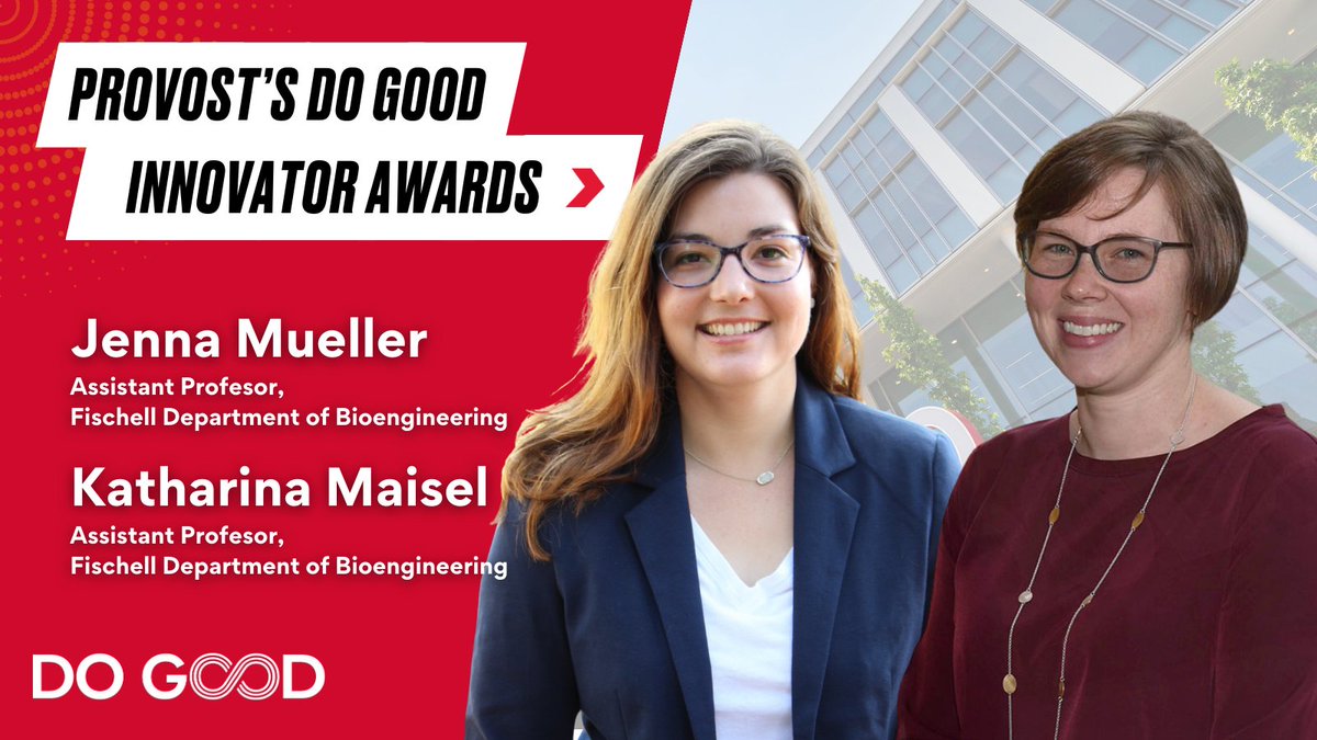 UMD Bioengineering (@umdbioe) on Twitter photo Yesterday, the Provost announced 57 winners of the <a href="/DoGoodatUMD/">Do Good Institute</a> Innovator Awards.
Congratulations to BIOE Assistant Professors <a href="/jennamueller711/">Jenna Mueller</a> and <a href="/MaiselLab/">Katharina Maisel</a>, who were selected for their hard work tackling grand challenges in service of the public good.
bioe.umd.edu/news/story/maiโฆ Yesterday, the Provost announced 57 winners of the <a href="/DoGoodatUMD/">Do Good Institute</a> Innovator Awards.
Congratulations to BIOE Assistant Professors <a href="/jennamueller711/">Jenna Mueller</a> and <a href="/MaiselLab/">Katharina Maisel</a>, who were selected for their hard work tackling grand challenges in service of the public good.
bioe.umd.edu/news/story/maiโฆ