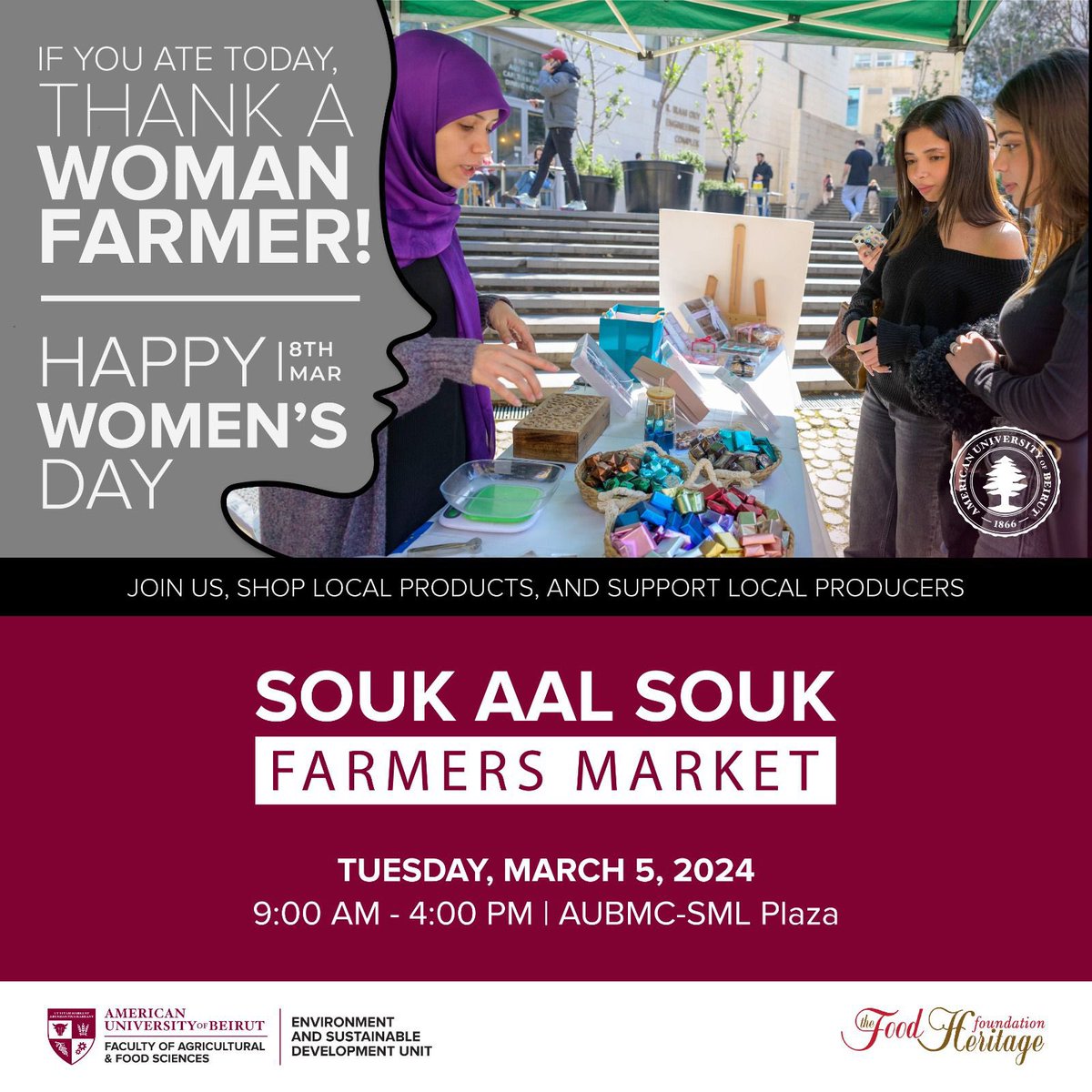 Join us at Souk Aal Souk Farmers Market on March 5th to support local producers and honor the incredible women behind our food.