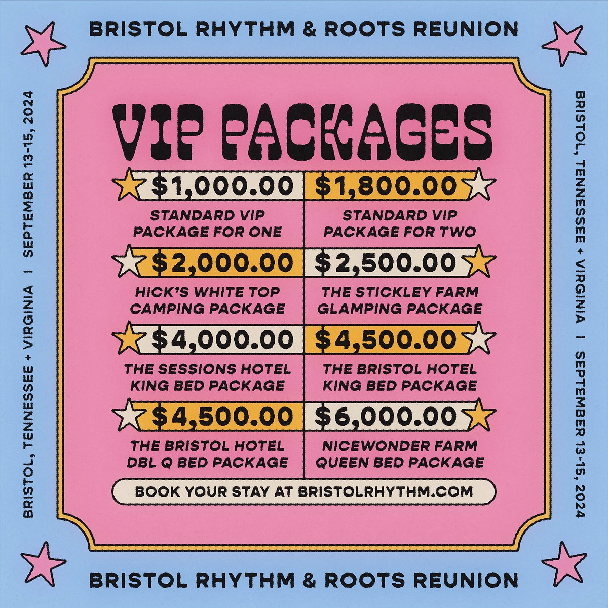 Interested in an ✨elevated✨ #BristolRhythm experience? Check out our selection of VIP offerings to get the very best that Bristol Rhythm & Roots Reunion has to offer! 👉Learn more and purchase VIP packages here: bit.ly/3EpSPe1 #LoveVA #TNSoundsPerfect #ExploreBristol