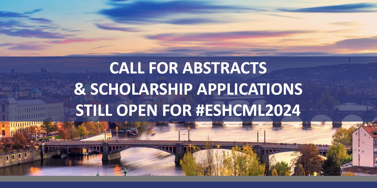 📣 #ESHCML2024 REMINDER!
SUBMIT YOUR ABSTRACT ➡ bit.ly/3QXtyyU 
APPLY FOR A SCHOLARSHIP ➡ bit.ly/3P2dpqO
26th Annual John Goldman Conference on #CML
🗓️ Join us in September 27-29, 2024 in Prague, Czech Republic 🇨🇿 
#ESHSCHOLARSHIPFUND #ESHCONFERENCES @LeukUK