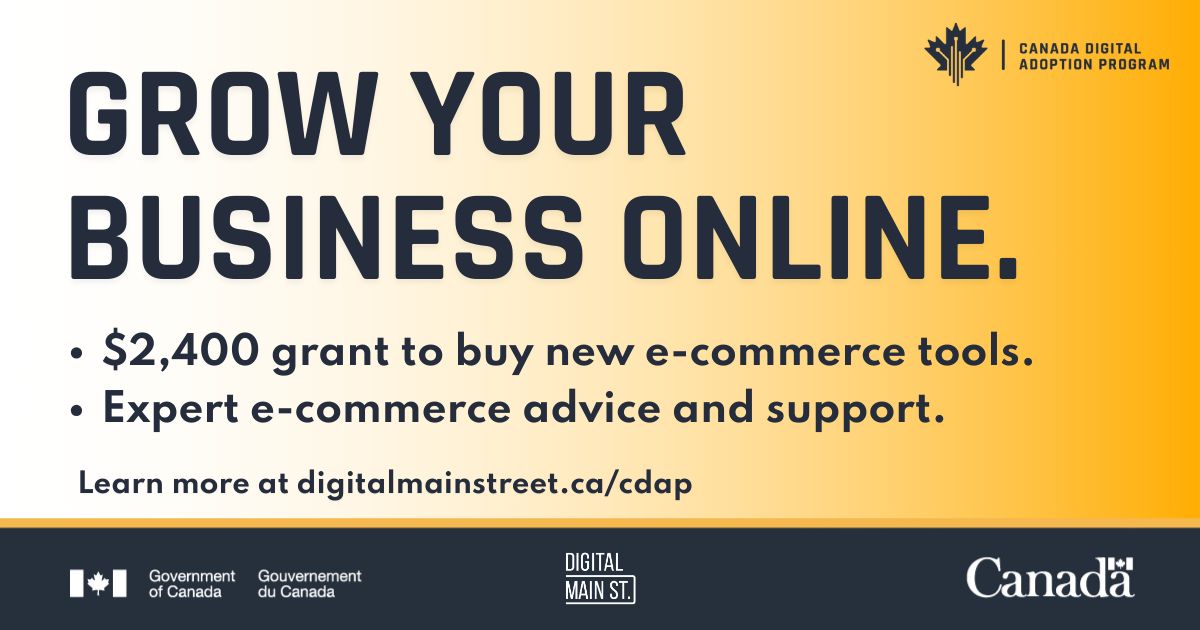 digital_mainst's tweet image. Your business may be eligible for a $2,400 microgrant through the Grow Your Business Online stream of #CDAP! Cover the cost of adopting new e-commerce technologies &amp;amp; reach more of your customers online. Learn more:  buff.ly/48B6z2v

#cdapmicrogrant #growyourbusinessonline