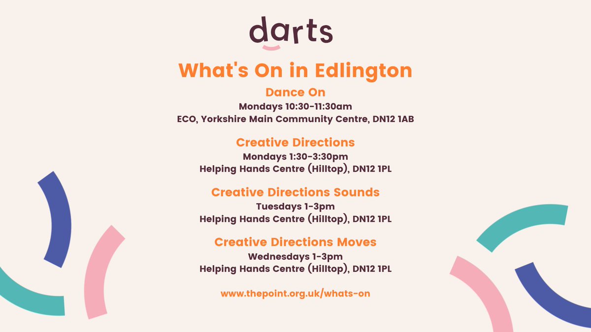 #Edlington adults, did you know? We deliver a weekly timetable of FREE & low-cost creative activities just for you! Dive into dance, art, song writing, music & more. No experience needed – just bring your enthusiasm, curiosity and willingness to have fun bit.ly/3AvtRZP