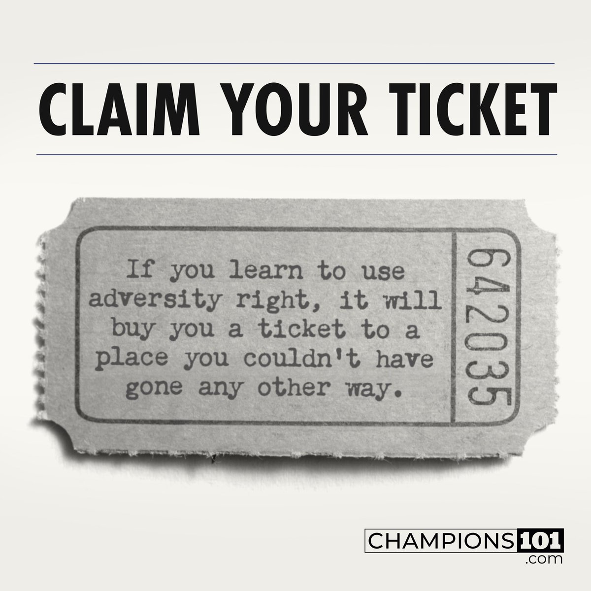 “Will you allow your failure to define you, or will you allow it to refine you into the kind of person that winning requires you to be?” Read this week’s @Champions_101 Newsletter, “Claim Your Ticket,” here: bit.ly/3wwWaMZ