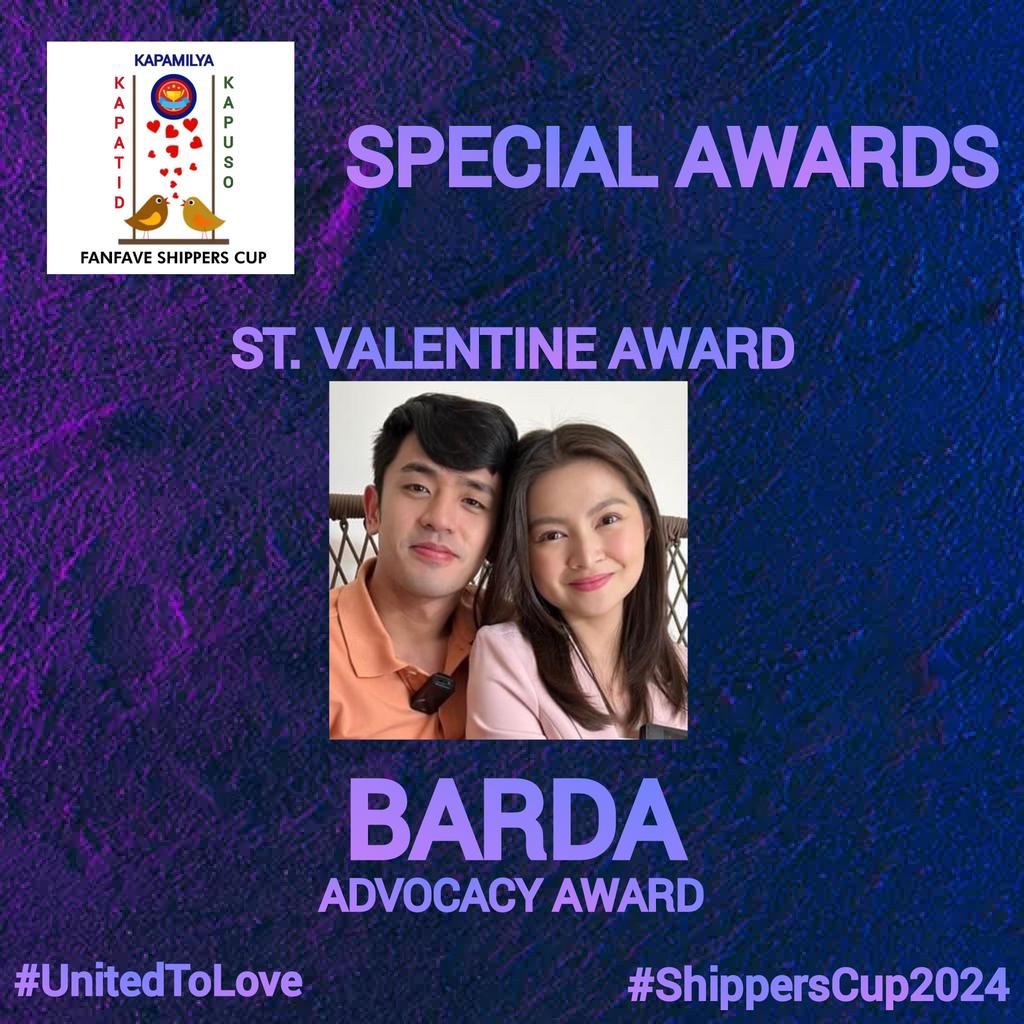 ShippersCup's tweet image. ST. VALENTINE ADVOCACY AWARD goes to the fans of #BarDa 

The fans of this Loveteam was knowned for keeping the Country's Culture and History thru the series "Mara Clara at Ibarra"