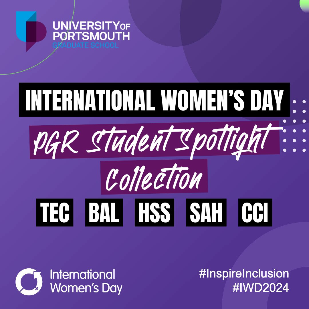 For the month of March, our usual PGR Student Spotlights are being taken over by 5 women, each representing one of our 5 faculties, in celebration of International Women's Day. Join us next week as we unveil one Student Spotlight per day. #InspireInclusion #IWD2024 @womensday