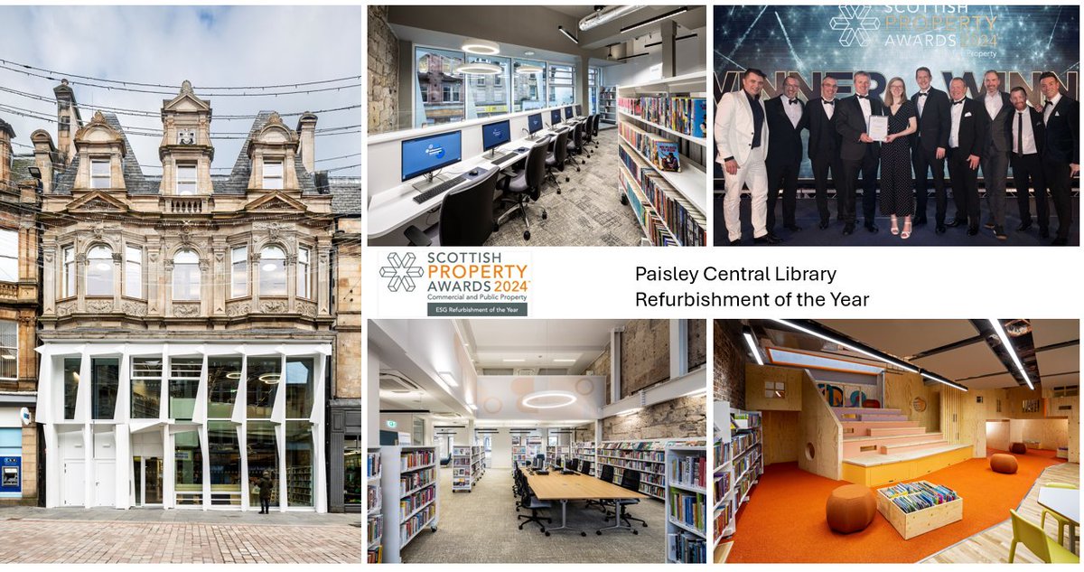 We are delighted to have won Refurbishment of the Year at last nights @scotpropawards for Paisley Central Library for our partner @RenCouncil . @CCG_Scotland @BakerHicks_1957 @Collective_Arch @fgouldconnect #ArmourConstruction @wallacewhittle2