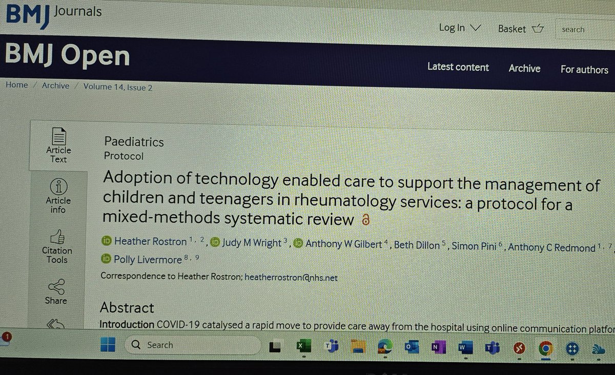 Thank you @BMJ_Open for publishing my 1st @NIHRresearch PhD-related paper: bmjopen.bmj.com/content/14/2/e… @PollyLivermore @awgilbert11 @DrSimonPini @jmwleeds ProfTony BethD @YourRheum @hiles_smith @LTHTResearch @Leeds_Childrens @LeedsHospitals @NIHRcommunity @ruthendacott @mickmull