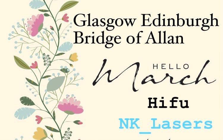 Hello 👋 #March 
Happy new month, Spring is in the air?
Have you heard of NK_Lasers Hifu face & body treatments?
Hifu removes wrinkles, lifts & tightens the jawline, targets fat on the stomach,thighs,arms….
Available in #Edinburgh #Glasgow #BridgeofAllan
#NewMonth #bodygoals 👙