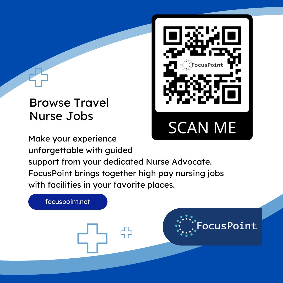 Browse Travel Nurse Jobs! 

#FocusPoint
#nursesfornurses
#nurseswhotravel
#travelnursing
#travelrn
#registerednurse