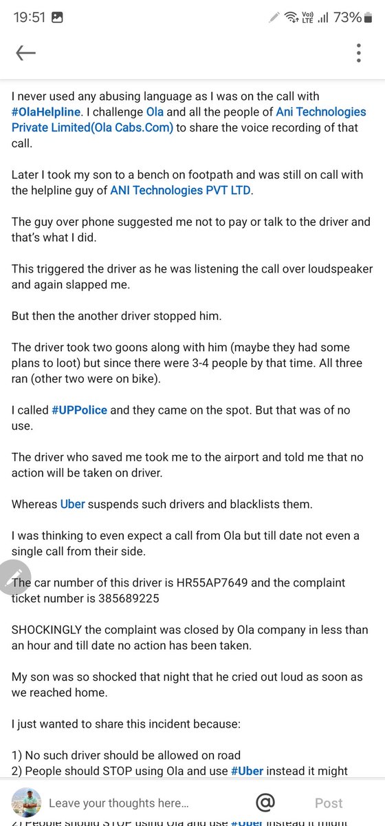lvi_cyber's tweet photo. @bhash Ye padh bhavish.. Business karna aata nahi or product banane chala hai.. Phle apni service sudaar warna khatam kar denge tere ola ko.. #SayNotoOla https://t.co/NPLW0POiQo