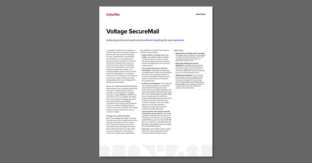 BleekTech's tweet image. When 9 out of 10 malware attacks can be traced to email, it&apos;s time you re-evaluated your email #security. Reply to discuss how we can help and to learn about our Voltage SecureMail offering from @MicroFocusSec. stuf.in/bdgv6x