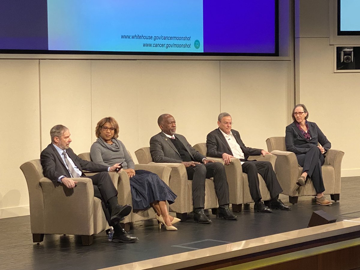 Our first #PartnershipSummit panel today is moderated by @NCIDrDougLowy and features @JamesEKHildreth of @MeharryMedical, @DODHealth, @NCIDirector, and Joya Delgado Harris of the Roundtable discussing the government’s role in fighting #cancer.