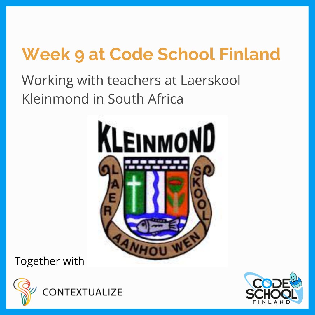 #codinginschools #digitalcreation #digitalskillsforkids #projectbasedlearning #21stcenturyskills #education #k12education #teachertraining #teachingandlearning 
#edtech #FinnishEdtech #educationexport #finnisheducation #laerskoolkleinmond #southafrica