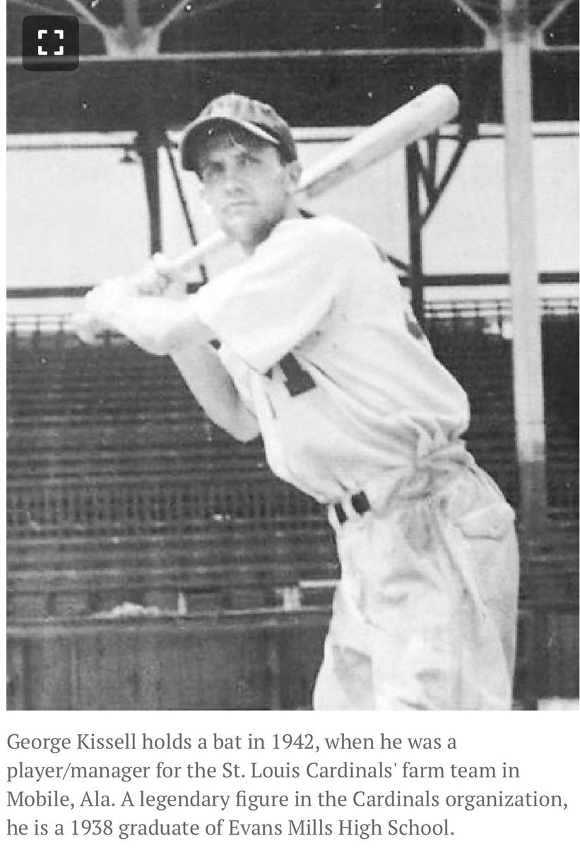 Branch Rickey signed Player manager George Kissell holds a bat for the St. Louis Cardinals' farm team in Mobile, Alabama. You’re going to do great things George, the Cardinal Way. #stlcardinals