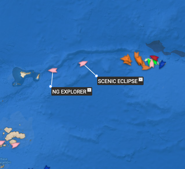 JCDAmos's tweet photo. Hello to those passengers on the rather lovely @ScenicLuxury Scenic Eclipse vessel... I'd appreciate it if you could look to port, whip out a camera and take some photos of #Iceberg #A23a for me. Thank you kindly. 😘 Map by @BigOceanData https://t.co/HuVSv4ASmM