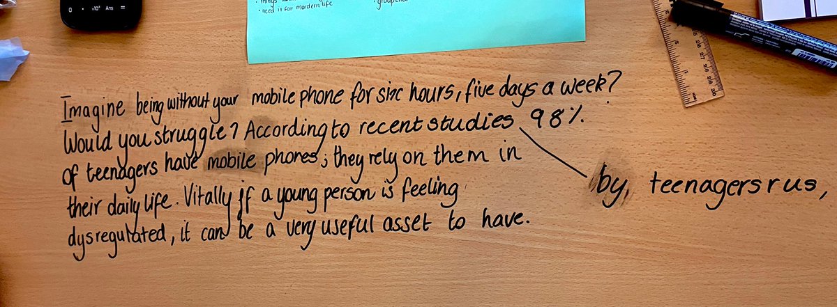 Today, groups 3 and 4 engaged in some collaborative revision, arguing the importance of technology in schools. Some beautiful use of rhetorical devices and ambitious language techniques @EthosCollegeUK #peerlearning #englishlanguagerevision