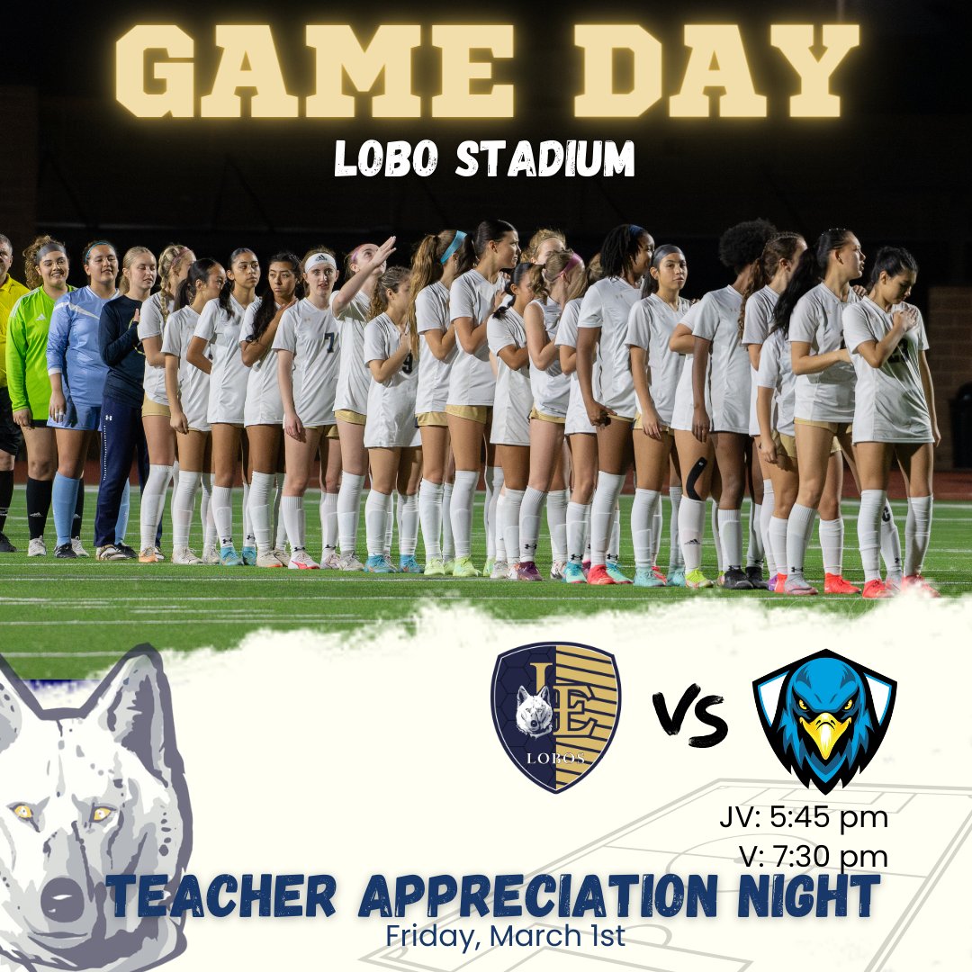 🚨Teacher Appreciation Night🚨 🆚 Rock Hill 🗓️ Friday, March 1st 🕔 JV: 5:45 pm | V: 7:30 pm 📍 Lobo Stadium 🐺