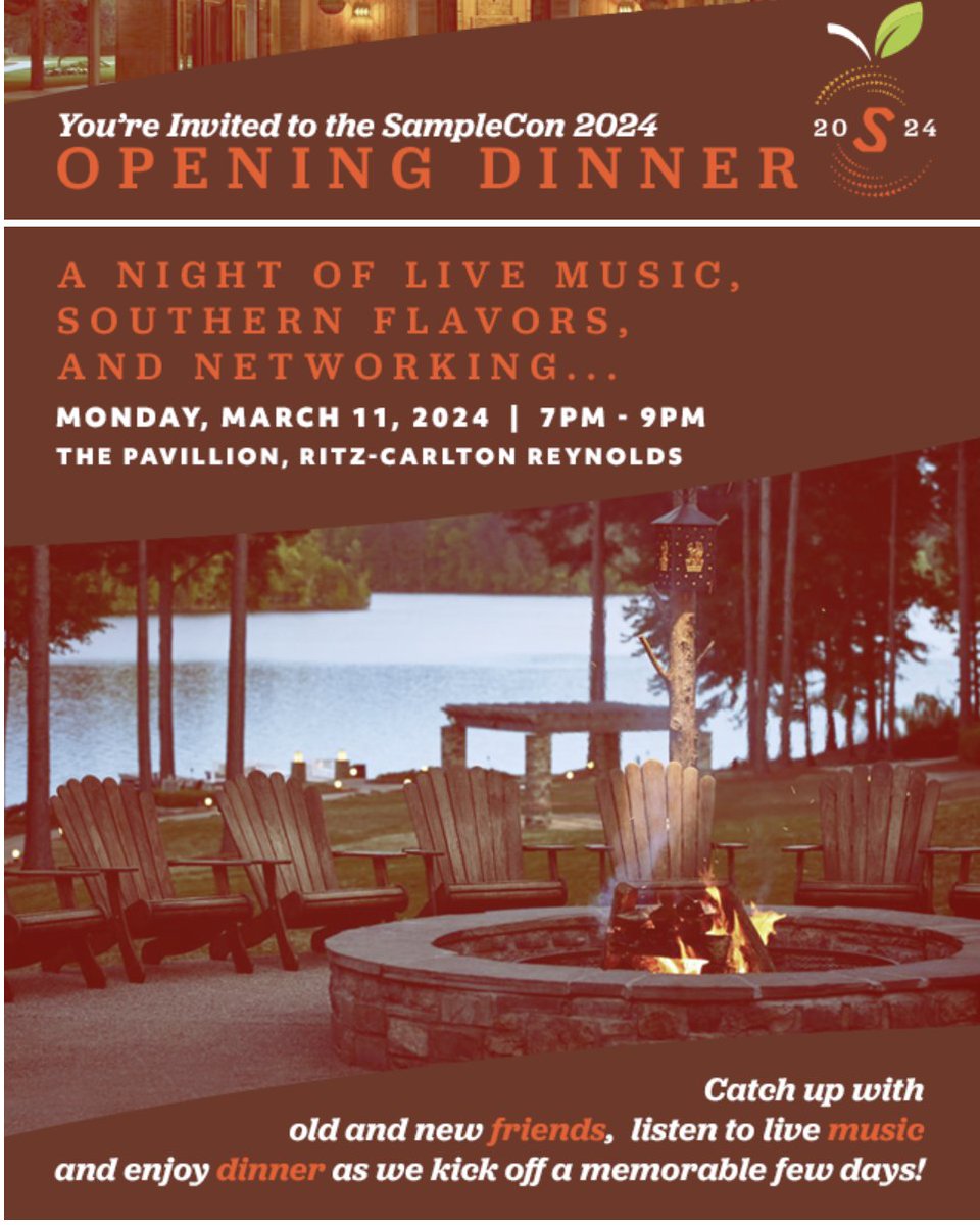 Join #samplecon board members at the 2024 opening dinner for a night of live music, southern flavors and networking with old and new friends as we kick off a memorable few days! 
 mailchi.mp/samplecon/2024…
#restech #newmr #mrx #marketresearch #globaldataquality