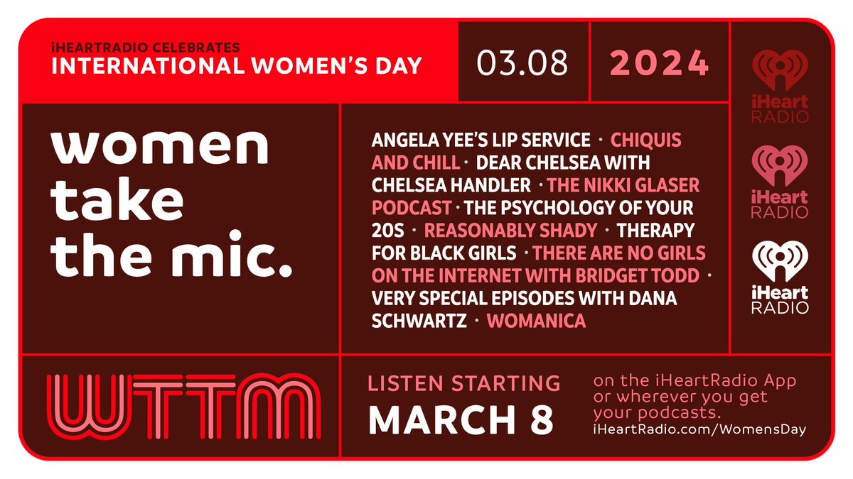 Who run the world? GIRLS! 💗 Celebrate International Women's Day with us on March 8th! #iHeartWomensDay Details here: ihe.art/cECk6st