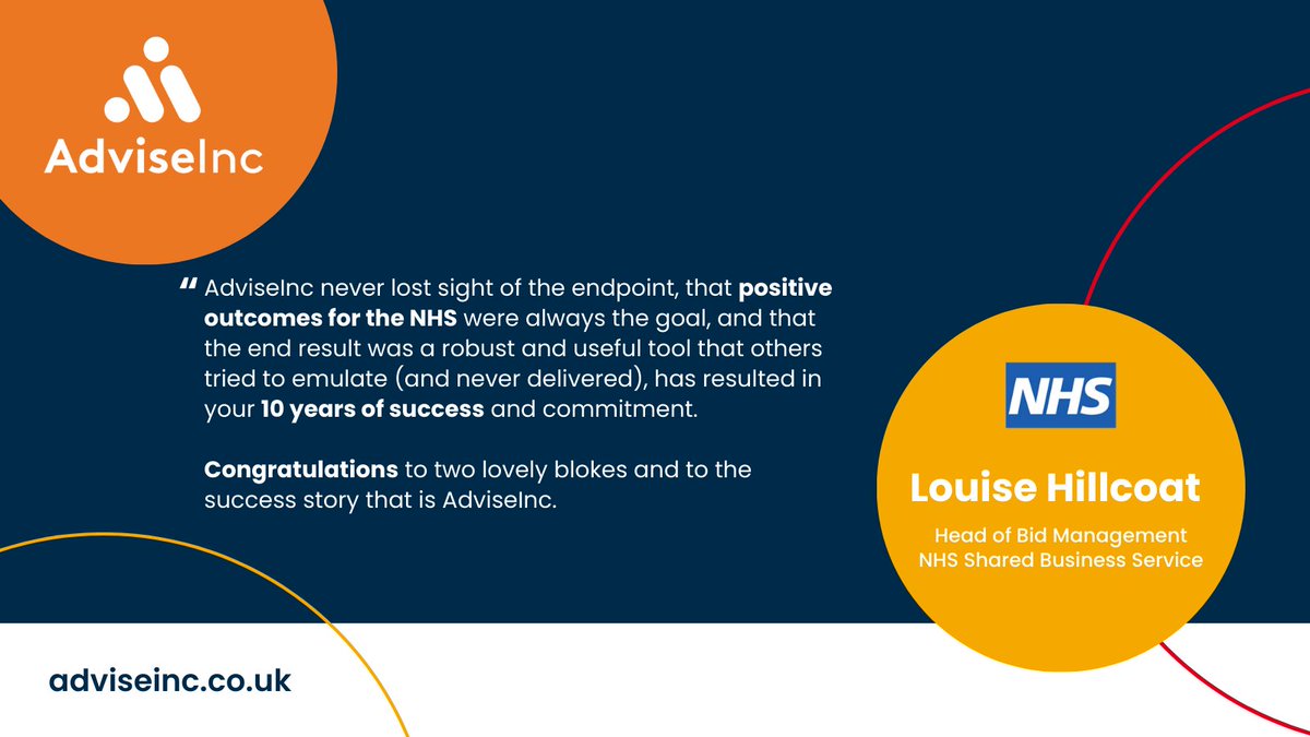 As we continue celebrating our 10th anniversary 🎉 we wanted to share some of the messages we’ve received from our friends and customers. Check out what Louise Hillcoat, Head of Bid Management at @NHS_SBS had to say 👇