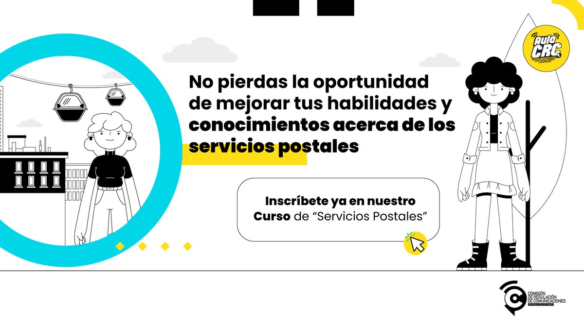 CRCCol's tweet photo. Con nuestro Curso de #AulaCRC sobre Servicios Postales, aprenderás todo sobre su funcionamiento y regulación en Colombia ¡No te quedes atrás, únete hoy mismo https://t.co/OxDfsyIEGA! https://t.co/QHmd77WVUB