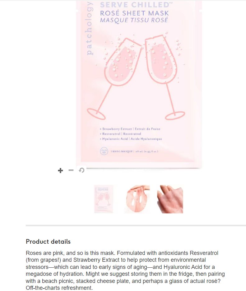 I had seen prosecco flavoured yoghurt, gin flavoured lip balm, but a rosé face mask is a first... mind the encouragement to pair it with actual rosé in the description 🙅‍♀️ #dontpinkmydrink
