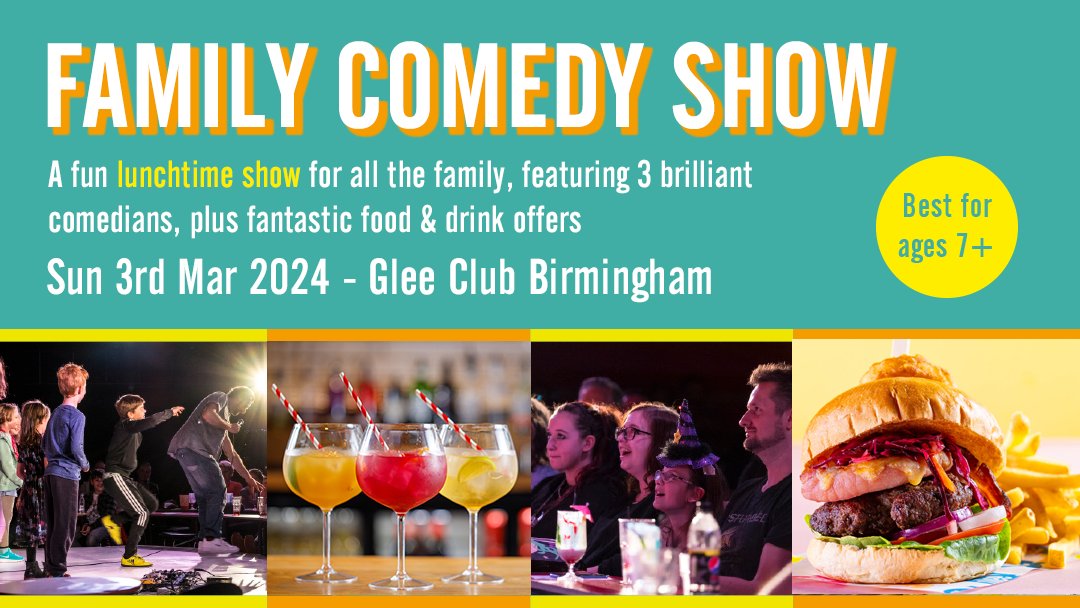 Coming up this afternoon! 🕛👇 Lunchtime Family Comedy Show, featuring @joewellscomic, @katiepritchards, @magicbaldy & Shelf Doors: 12pm Last entry: 12:30pm Approx finish: 2:15pm 🎟️ Tickets can be purchased on the door or in advance from bit.ly/FamilyShowBham