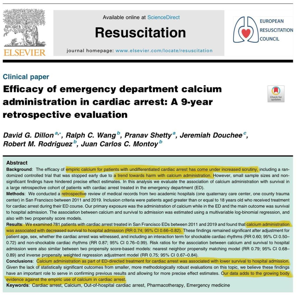 "🚨 New Research Alert! 🚨 

Administering calcium to patients in cardiac arrest could lead to worse outcome  ⚠️