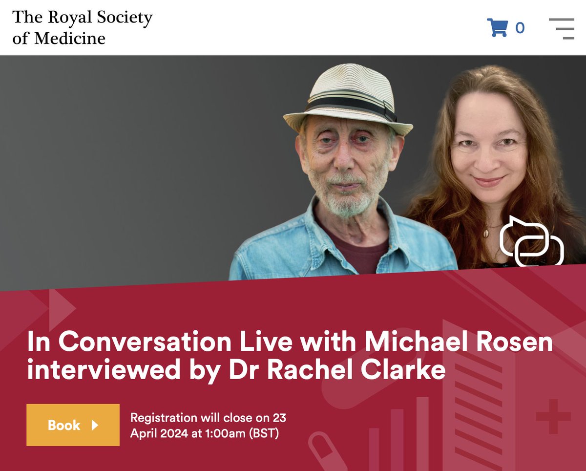 doctor_oxford's tweet photo. Delighted to be interviewing @MichaelRosenYes at @RoySocMed about intensive care, chronic illness, induced coma, memory loss, the NHS, bereavement, recovery &amp; what really matters in life.

Please join us if you can!

🗓️ Wed 24 April, 6-8.30pm
📍 London

https://t.co/O8tZZwrdpV https://t.co/4idZFRKM4W