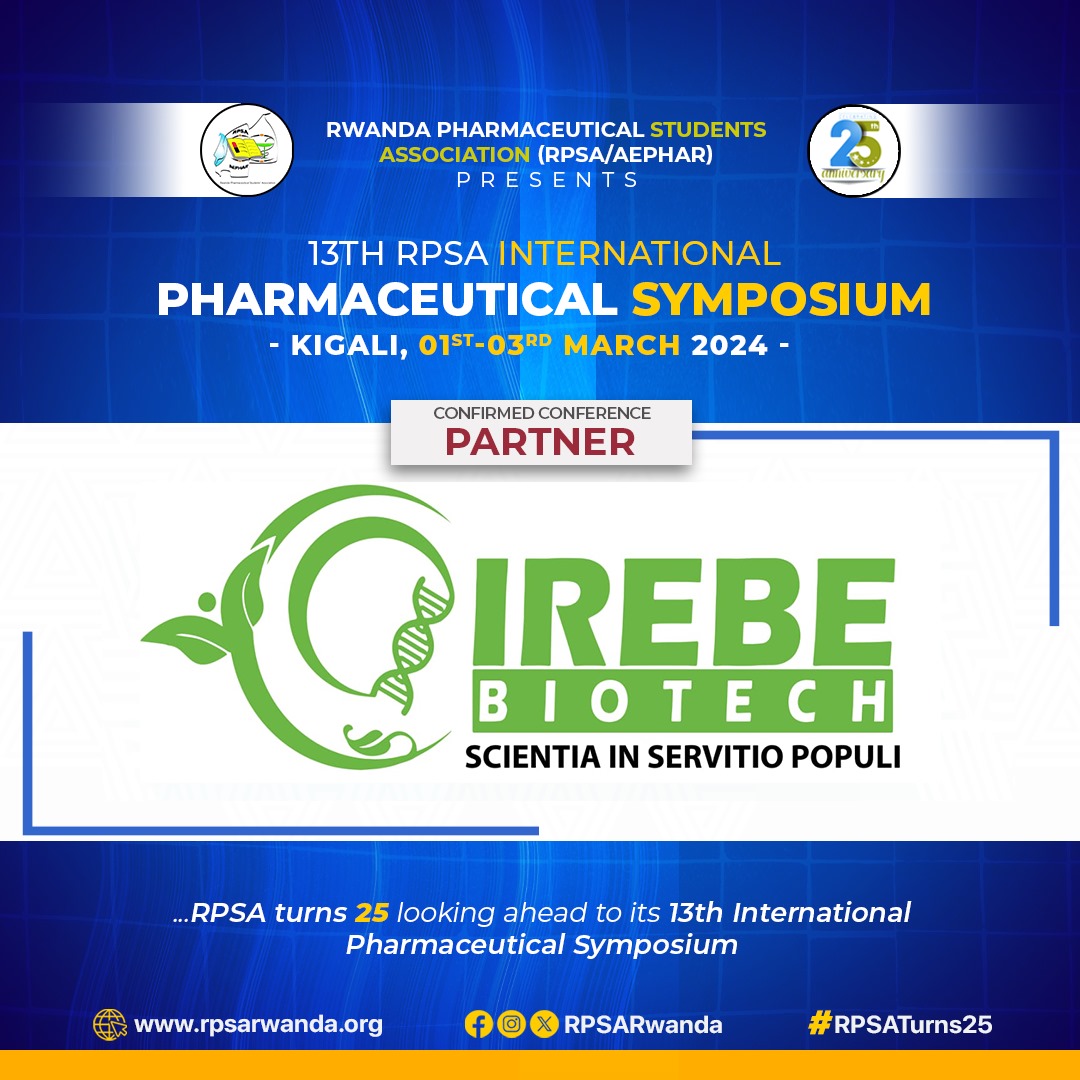 <a href="/InfoIrebe/">Irebe Biotech</a> is a proud partner of <a href="/RPSARwanda/">RPSA/AEPHAR</a>. We extend our heartfelt congratulations on the occasion of the RPSA 25th anniversary and convey our best wishes for a productive and successful conference.