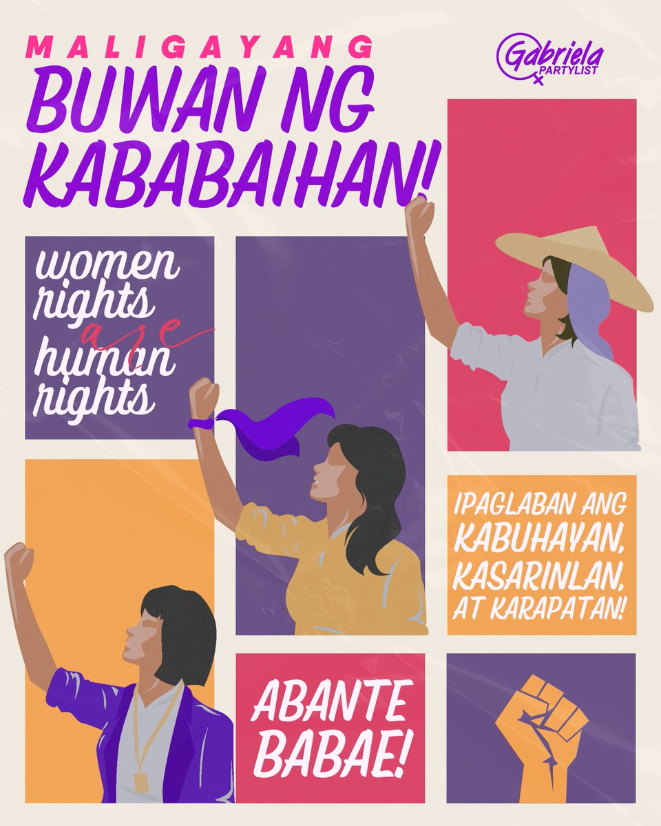 Para sa lahat ng kababaihang manggagawa, magsasaka, estudyante, guro, nanay, ate, tita, lola, at para sa lahat ng kababaihan sa mundo, isang maligayang buwan ng kababaihan! Patuloy nating ipaglaban ang kabuhayan, kasarinlan, at karapatan! ✊🏻 ABANTE BABAE, PALABAN MILITANTE! 💃🏻