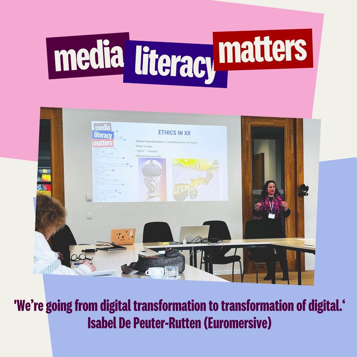 MediaLearning's tweet image. &apos;We’re going from digital transformation to transformation of digital.&apos; Isabel De Peuter-Rutten (@euromersive )

#mlmatters #XR #XRliteracy