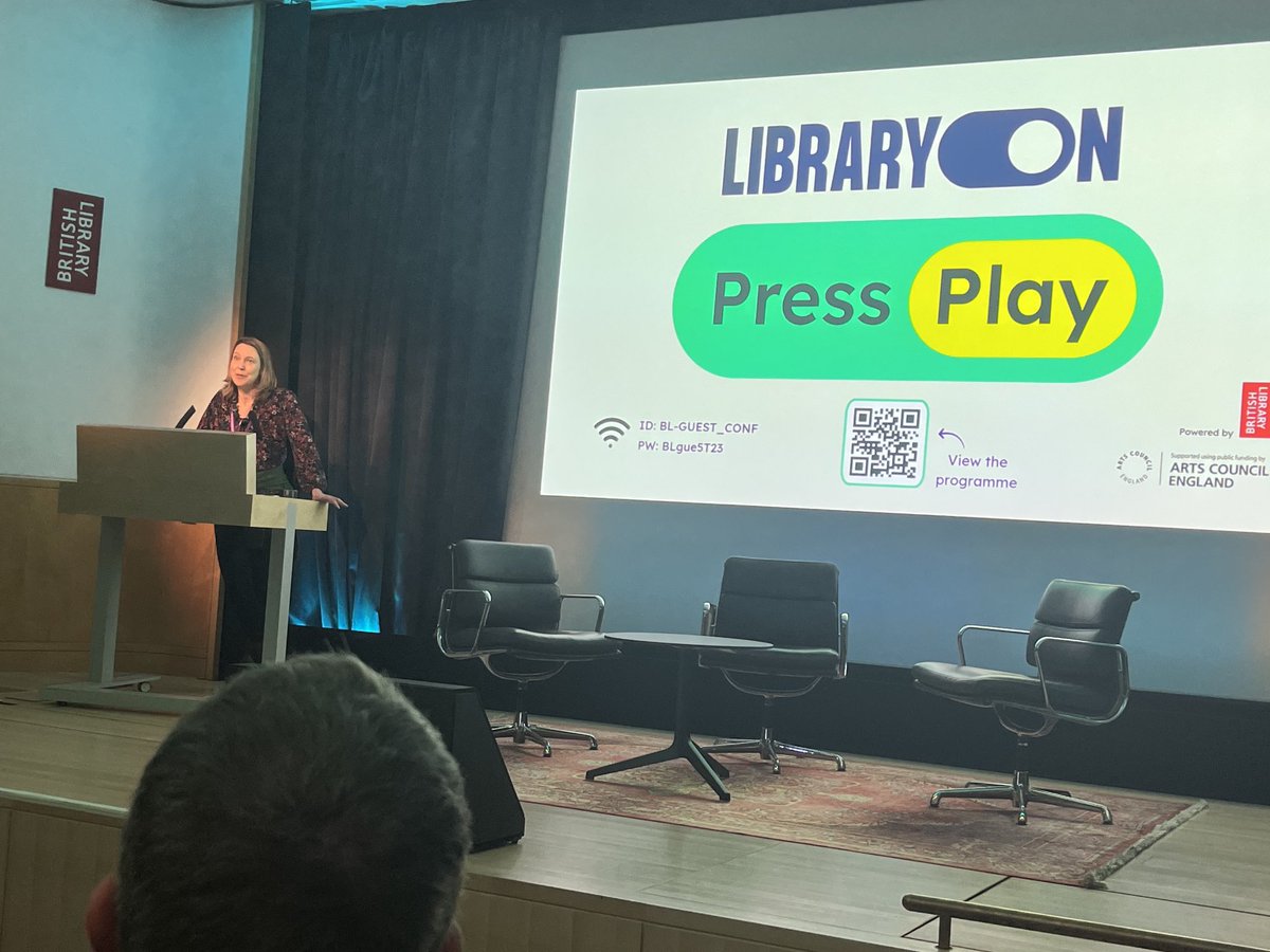 librarychampion's tweet photo. So thrilled to be at #PressPlay to learn about the latest developments in the excellent #LibraryOn project as President of ⁦@CILIPinfo⁩ #retirednotretiring https://t.co/bW2CQbEa6D