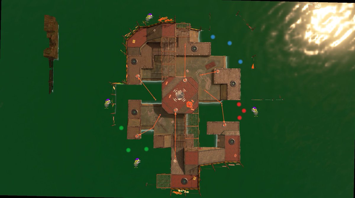 Minaraii's tweet image. [Bonerattle Arena]
(Normal / High / Low Tide)
Spawn locations &amp;amp; Snatchers
#Splatoon3 #NintendoSwitch