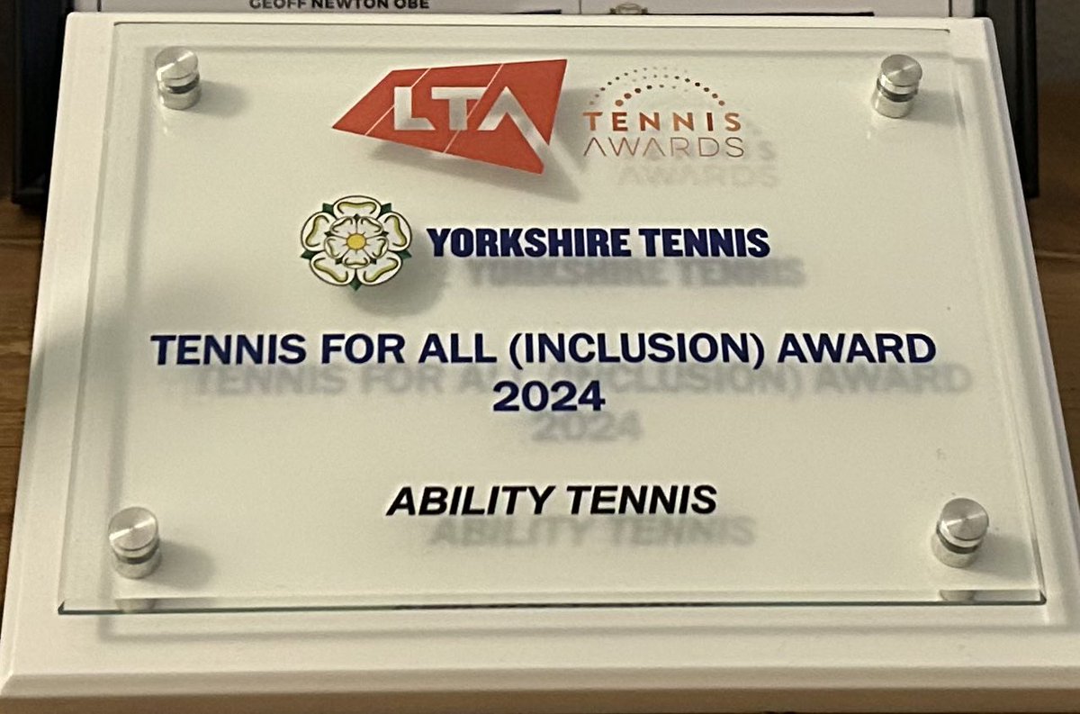 We attended @the_LTA @YorkshireTennis awards last night and came away with the “Tennis For All”award for 2024
Thank you coaches Brad Stoneham and @JagritiChoudhry  plus all the incredible people who attend our weekly sessions
@SheffieldMencap @EveryBodyMoves @movemoresheff