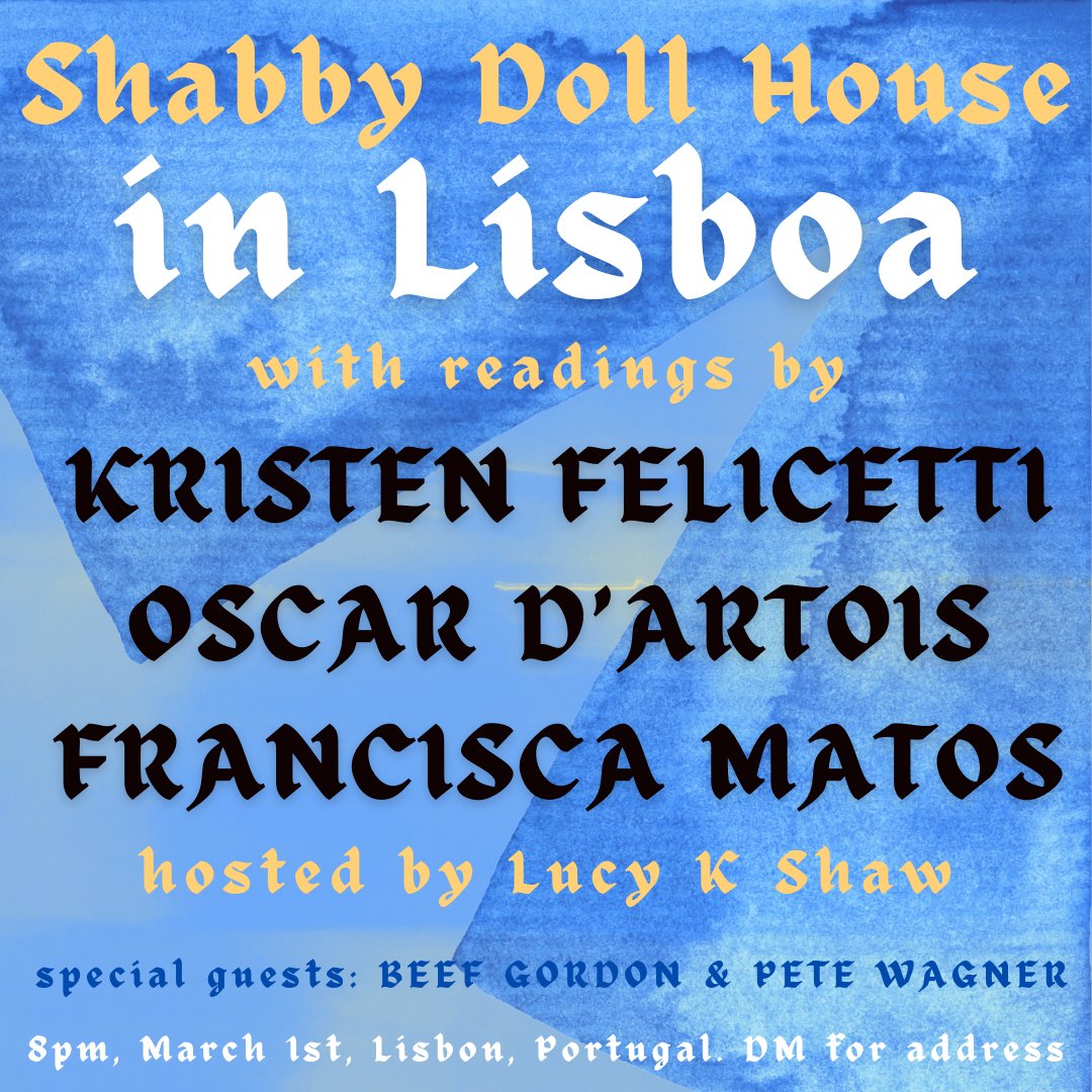 we're having a party in lisbon tonight! you can watch the readings on instagram live at 8:30pm portuguese time/ 3:30pm est : instagram.com/_shabbydollhou…