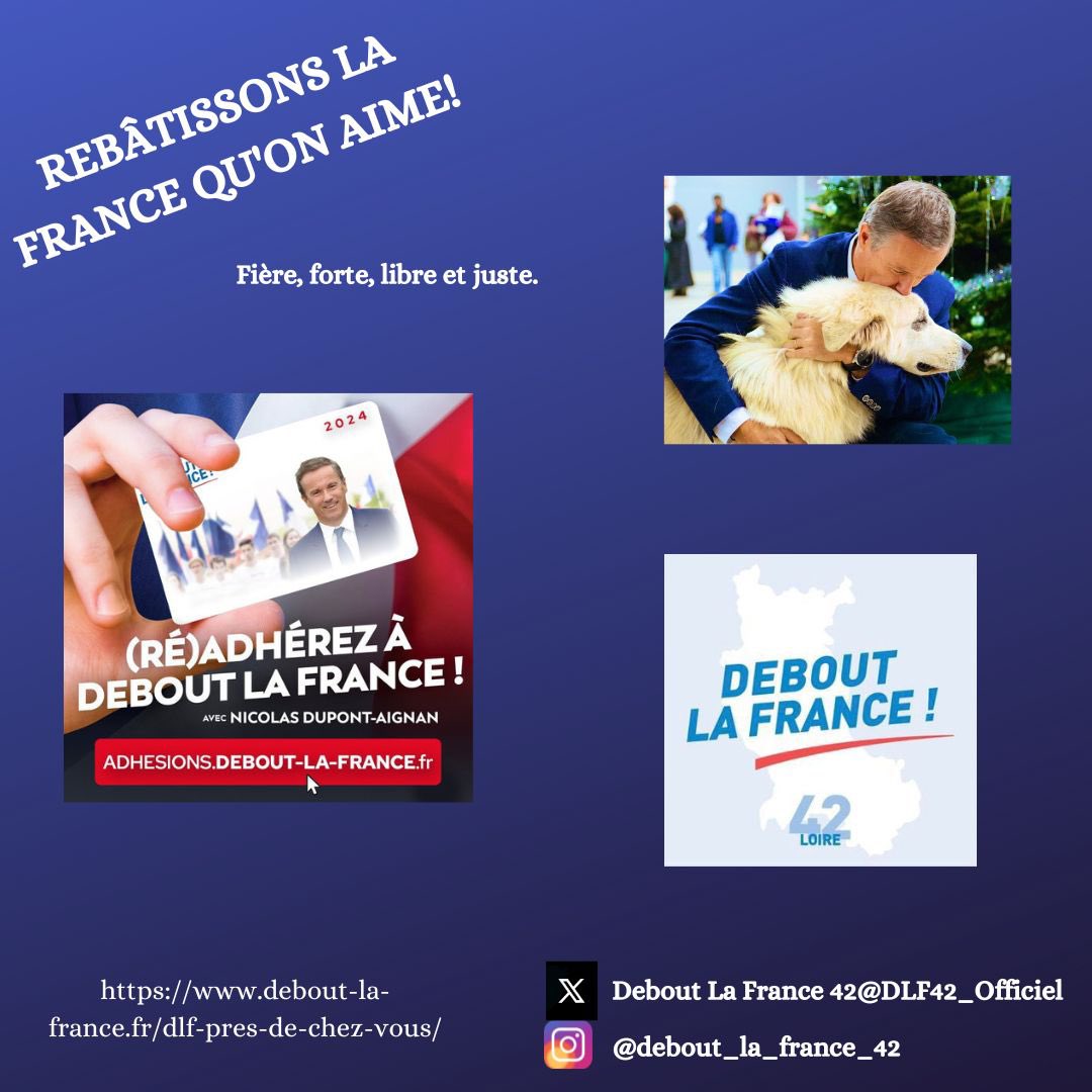 #Loire #SaintEtienne #Montbrison #Roanne #souverainisme #France #France🇫🇷 #politique #LiberteDexpression #adhesion #DLF #partipolitique #elections #DeboutLaFrance #Honnêteté #Courage #BonSens  🇫🇷 Rejoignez-nous! 🇫🇷