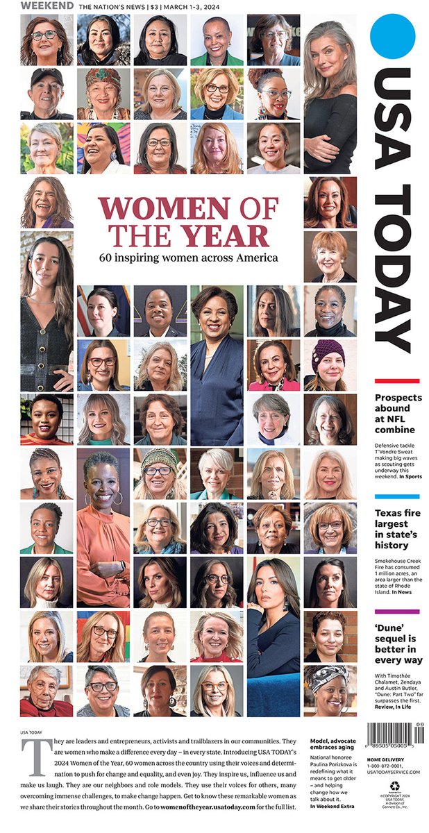 In this weekend’s paper: - Women of the Year: 60 inspiring women across America