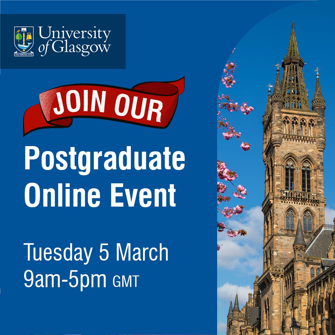 Join our Postgraduate Online Event on Tuesday 5 March, 9-5pm Learn about our engineering Postgrad programmes. There's also sessions on accommodation, admissions, finance, student life, academic information. Ask your questions at the live Q&A. SIGN UP gla.ac.uk/explore/visit/…