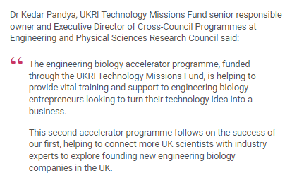 Science Creates Accelerate @ScienceCreates is partnering with global venture capitals for the second round of its flagship accelerator programme that supports future engineering biology entrepreneurs. More and how to apply: orlo.uk/vUL38 @innovateuk