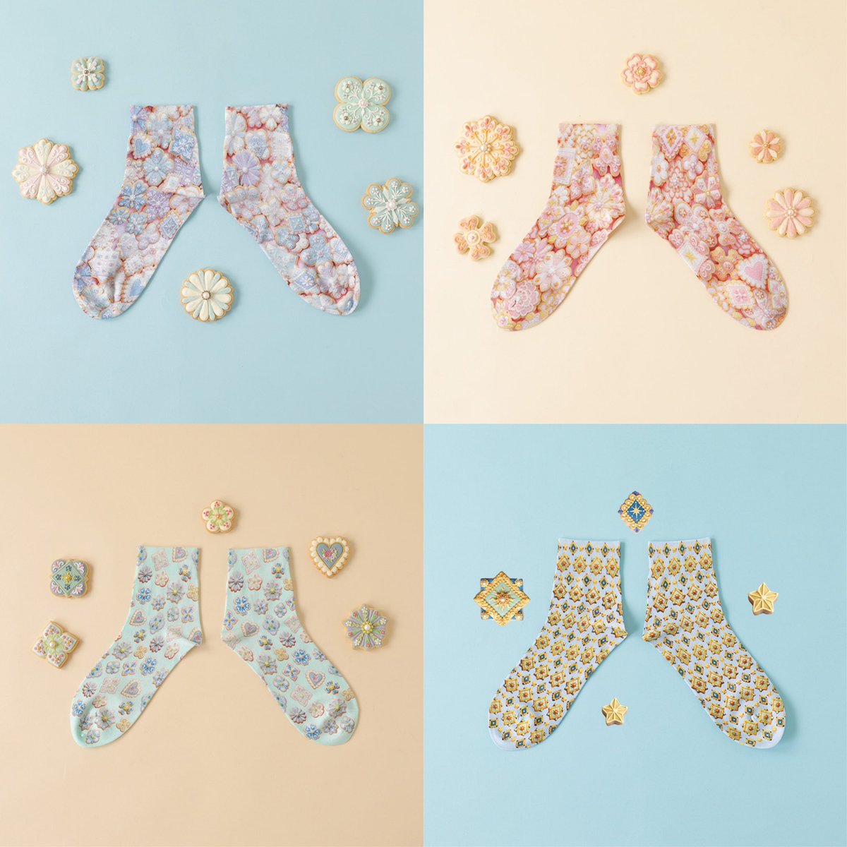✴︎ Tabio x KUNIKA ✴︎ 💠 Collaboration Socks vol.3 💠 宝石のブローチのようなアイシングクッキーが散りばめられたプリントソックスが誕生しました🫧 📍発売日 🇯🇵3月8日(金) 🇬🇧3月15日(金) 詳細はこちらをご覧ください▶︎ tabio.com/jp/kunika_tabi…