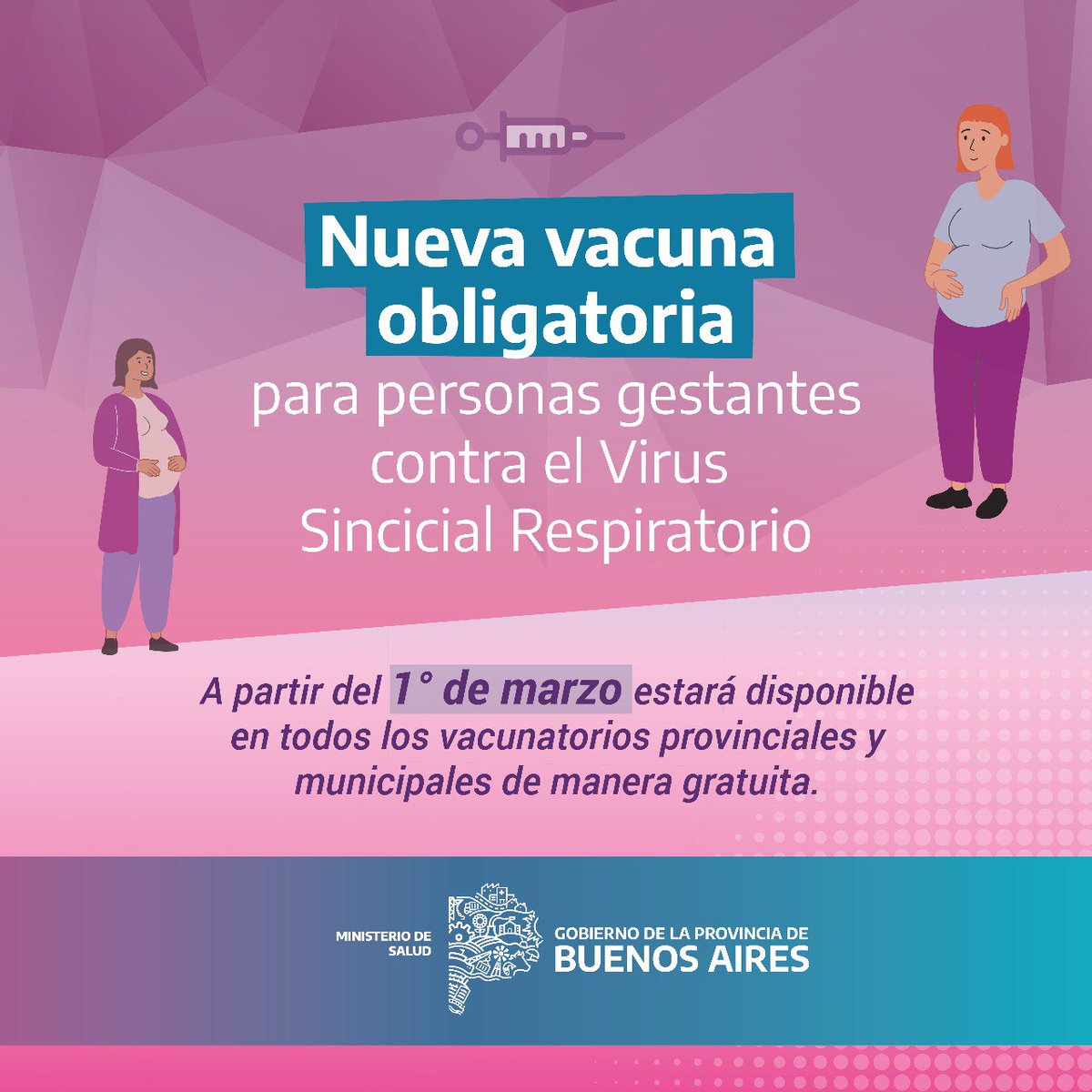 🤰🏻 NUEVA VACUNA OBLIGATORIA PARA PERSONAS GESTANTES | La vacuna contra el Virus Sincicial Respiratorio, principal causante de bronquiolitis, se agrega al Calendario Nacional de Vacunación.