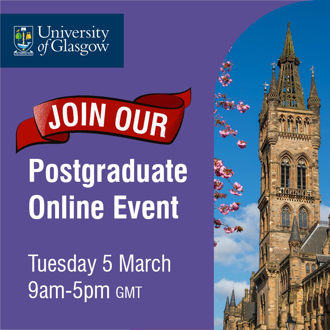 SIGN UP gla.ac.uk/explore/visit/… Join our Postgraduate Online Event on Tuesday 5 March, 9-5pm. Learn about our engineering Postgrad programmes. There's also sessions on accommodation, admissions, finance, student life, academic information. Ask your questions at the live Q&A.