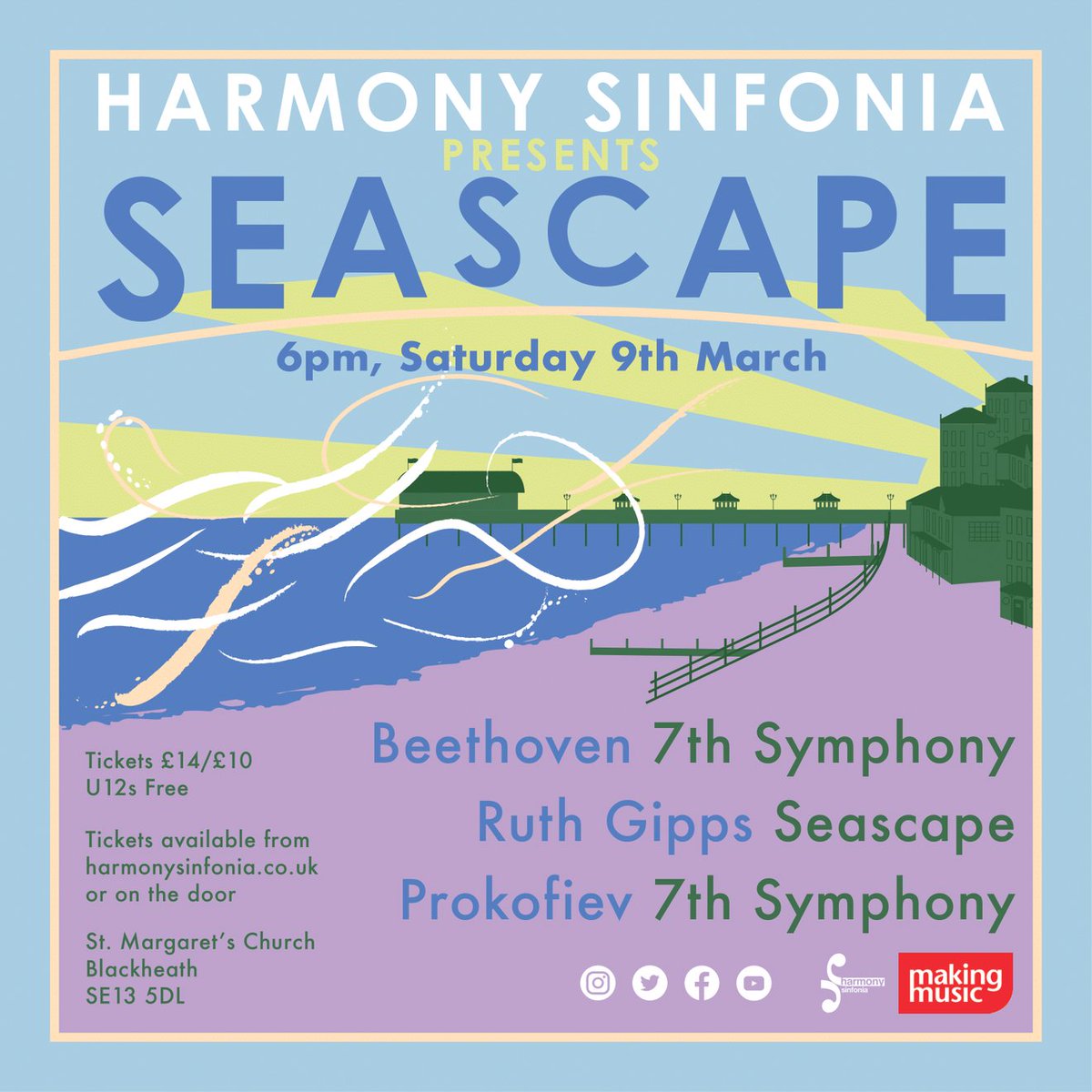 Our friends @harmonysinfonia have a wonderful concert coming up at St Margaret's Church in Blackhead on Saturday 9th March. A superb programme including Ruth Gipps' Seascape, Prokofiev's 7th Symphony, and Beethoven's 7th Symphony. Tickets 👇 trybooking.com/uk/events/5067…