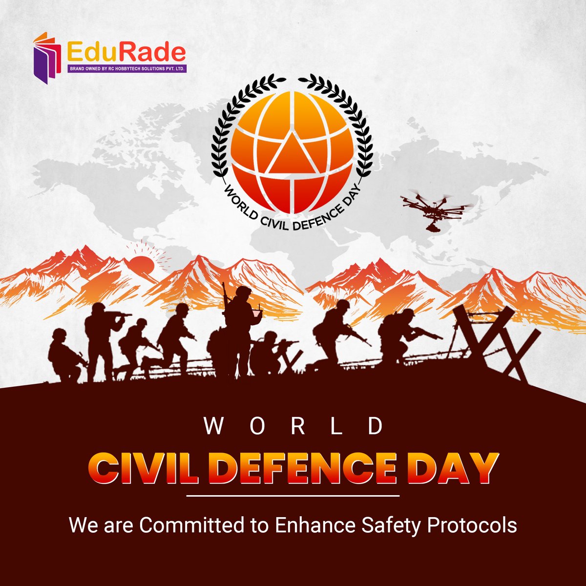Today, on #World_Civil_Defence_Day, we join hands to promote safety skills for sustainable development.

Join us in advocating for safety education and empowering communities worldwide!

#WorldCivilDefenceDay #SafetySkills #SustainableDevelopment #EduRade #DronePilots #Safety