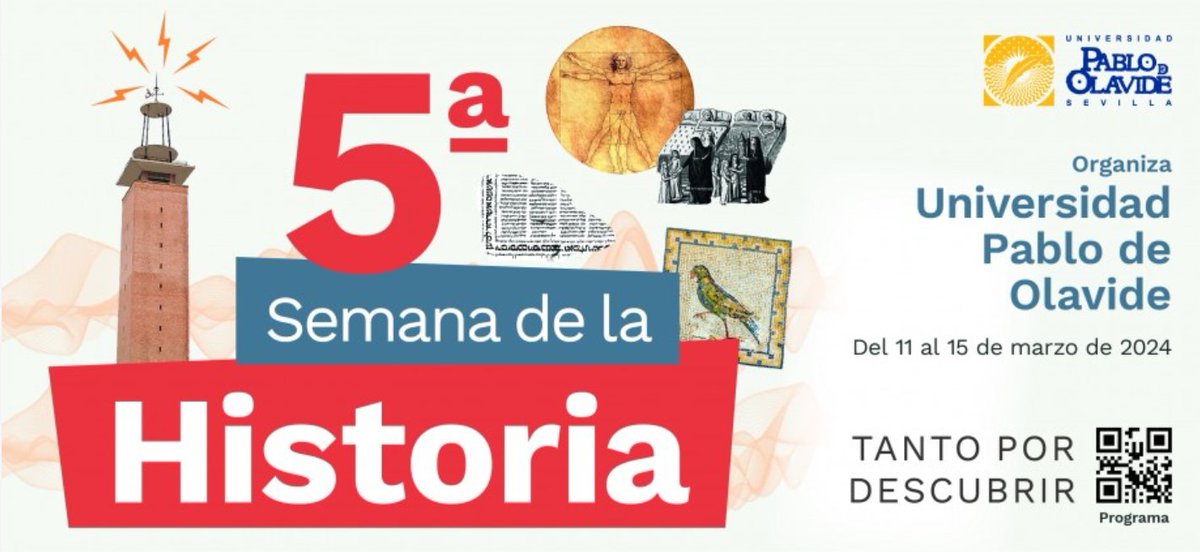 🏛️Bajo el lema "Tanto por descubrir" vuelve la #SemanaHistoriaUPO del 11 al 15 de marzo. Un evento de divulgación para poner en valor nuestra historia y patrimonio cultural a través del trabajo científico de nuestros investigadores e investigadoras. 

Algunas de las actividades