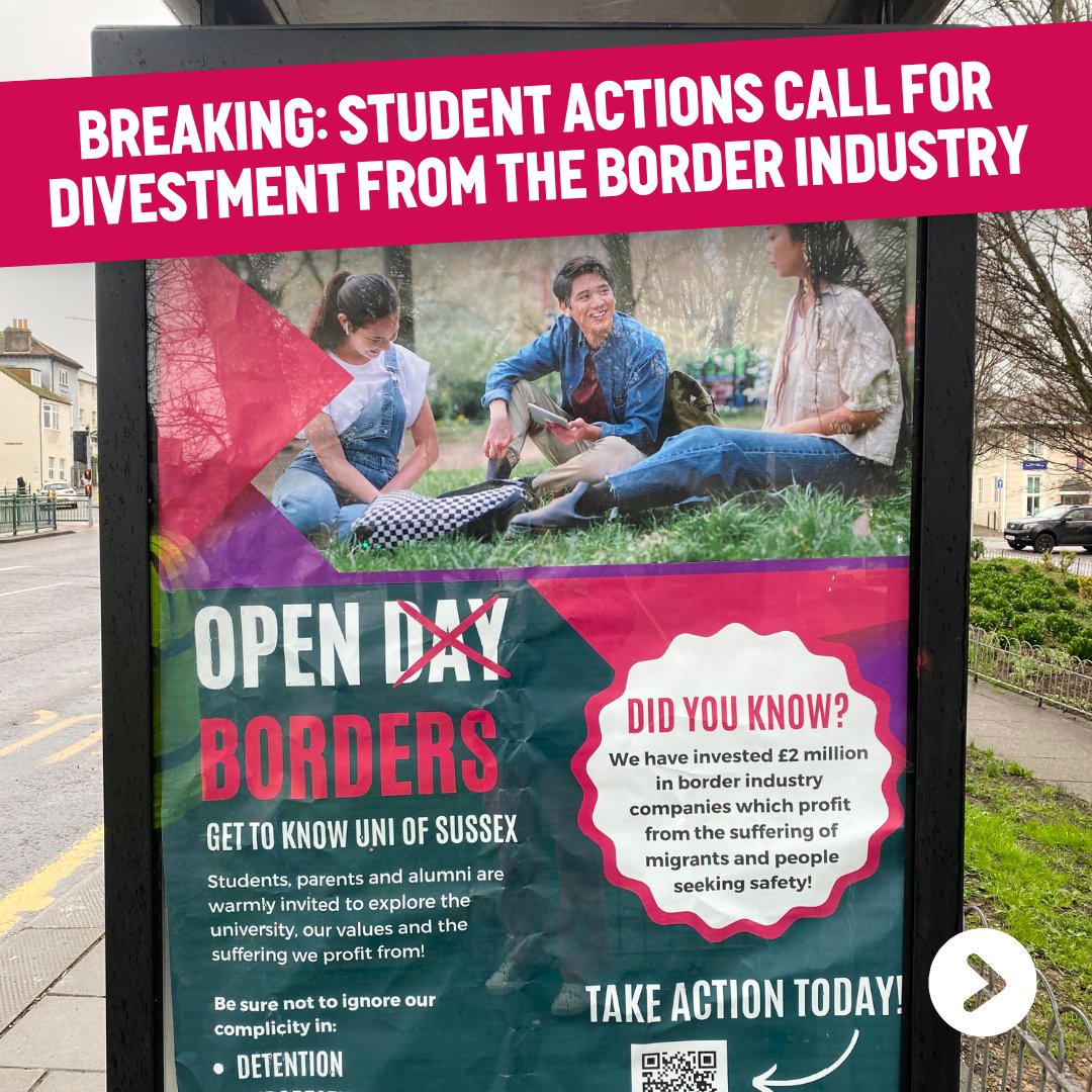 🚨 BREAKING: Students coordinate actions across the UK demanding divestment from the border industry! UK universities are investing millions in corporations profiting from detention, deportations and militarised borders - and students are calling it out. #DivestBorders ✊ 🧵