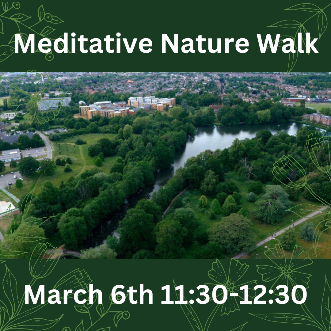 On March 6th from 11:30-12:30 you can join the Sustainability team for a nature walk around Whiteknights and learn the benefits of meditation, meeting at the palmer quad. Follow this link to sign up: ow.ly/vO9g50QHJhW #sustainability #naturewalk #sustainabletravel